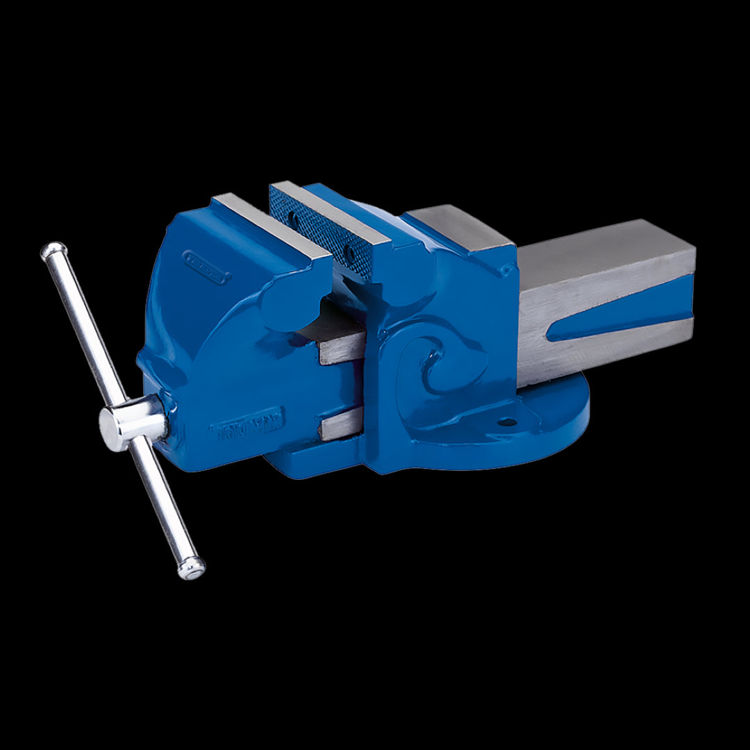 DRAPER 100mm Engineers Bench Vice with durable cast iron body, hardened jaws, and smooth operation for versatile clamping needs.