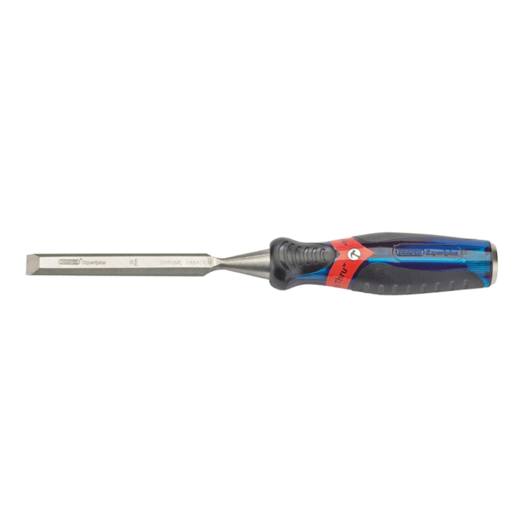 High-quality DRAPER 13mm Poundthru Wood Chisel with durable chrome vanadium steel blade and comfortable soft grip handle.
