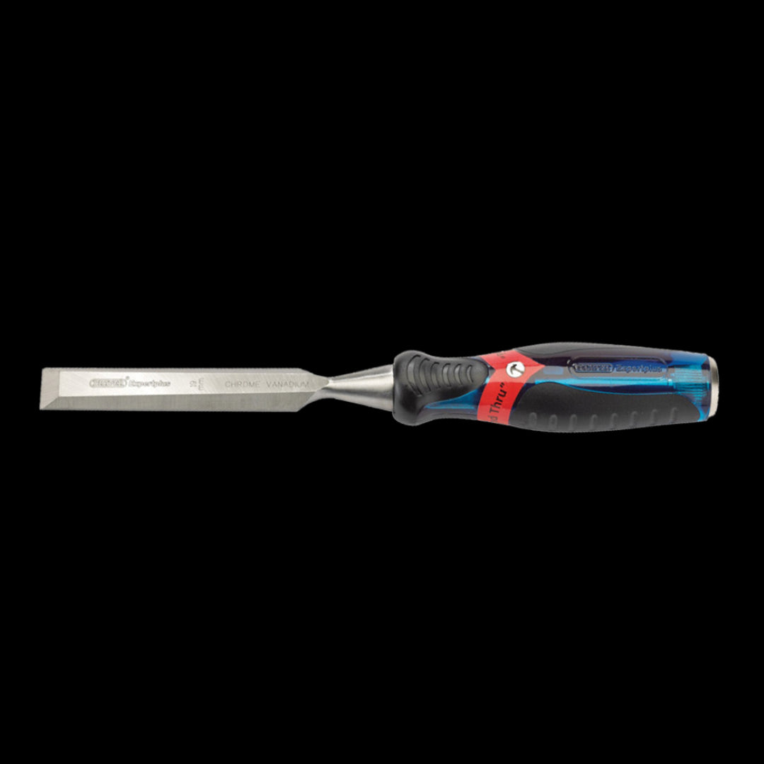 DRAPER 19mm Poundthru Wood Chisel with chrome vanadium steel blade and comfortable grip for precise woodworking tasks.