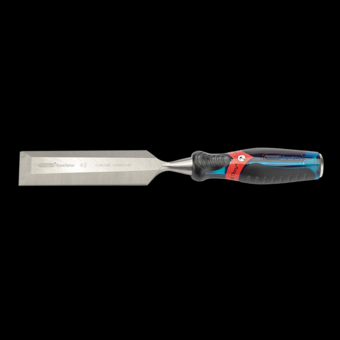 DRAPER 38mm Poundthru Wood Chisel with precision blade, soft grip handle, and durable striking end cap, ideal for woodworking tasks.