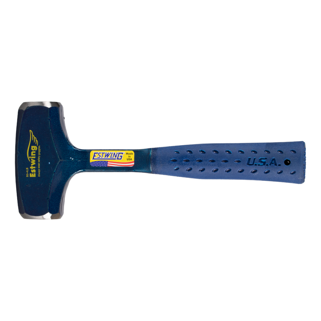 ESTWING 4lb Club Hammer with shock-reduction grip, forged steel design, and polished surface for precise striking.