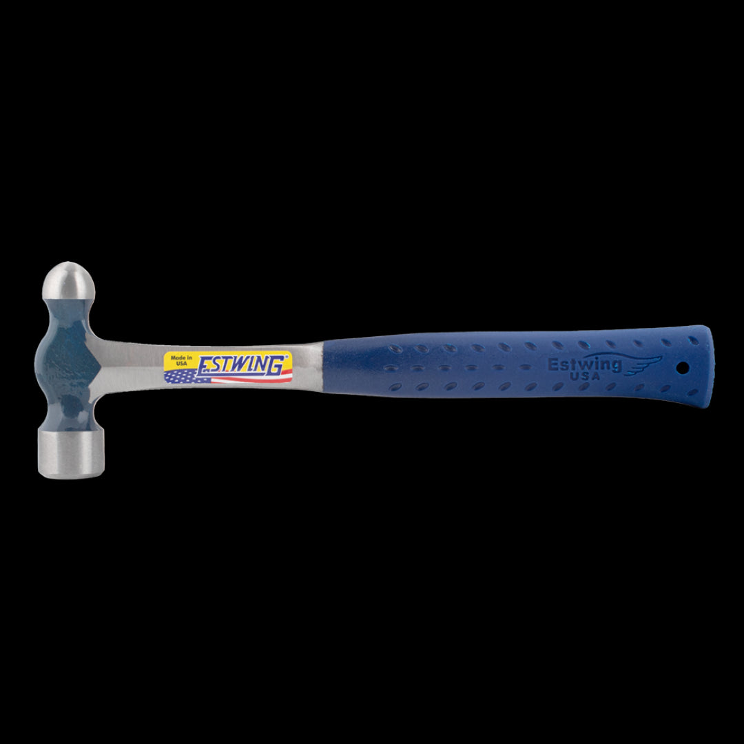 ESTWING 16oz Ballpein Hammer with shock-reducing grip, forged steel construction for durability and precision in metalworking.