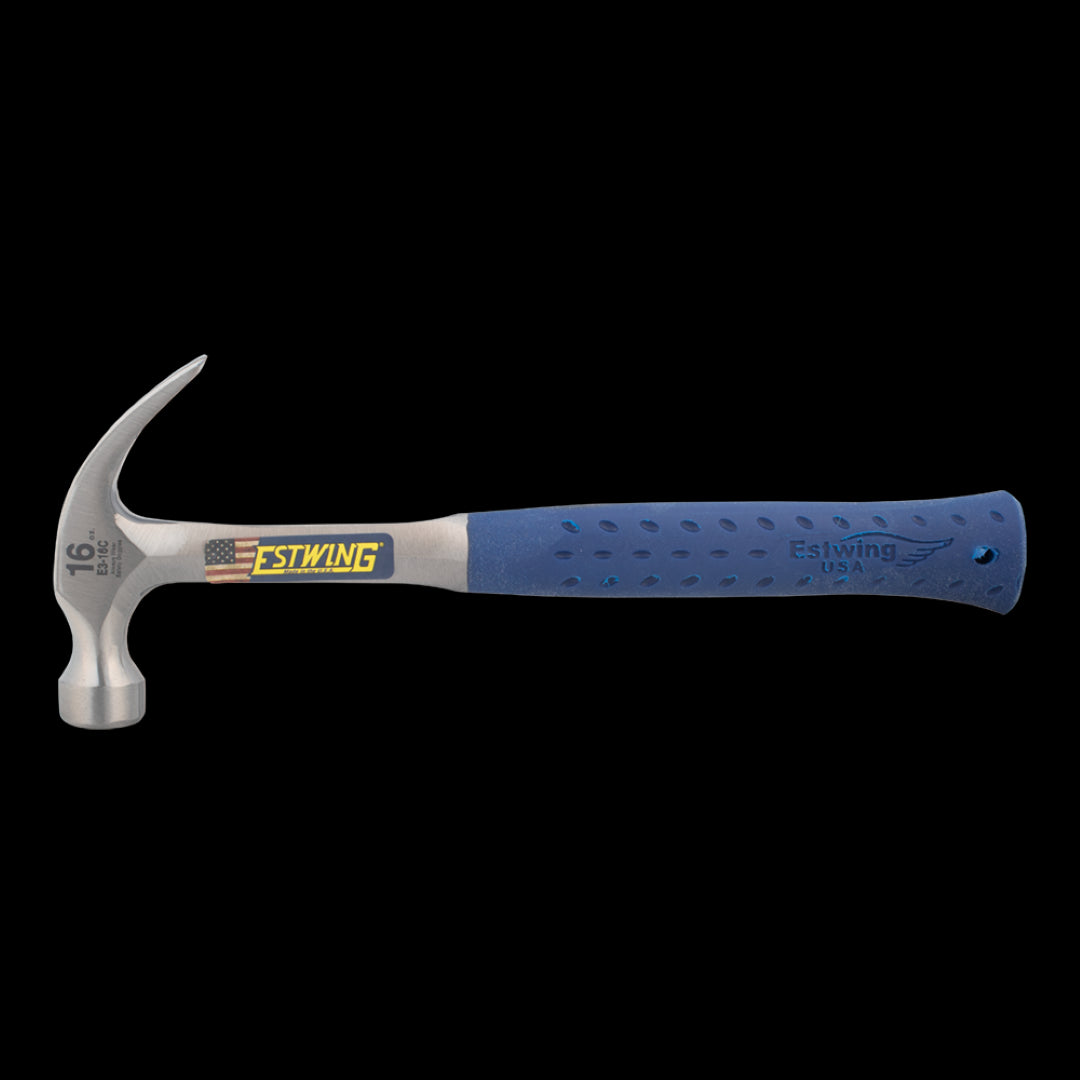 ESTWING 16oz Curve Claw Hammer, durable steel design, ergonomic grip, ideal for precise striking and heavy-duty tasks.