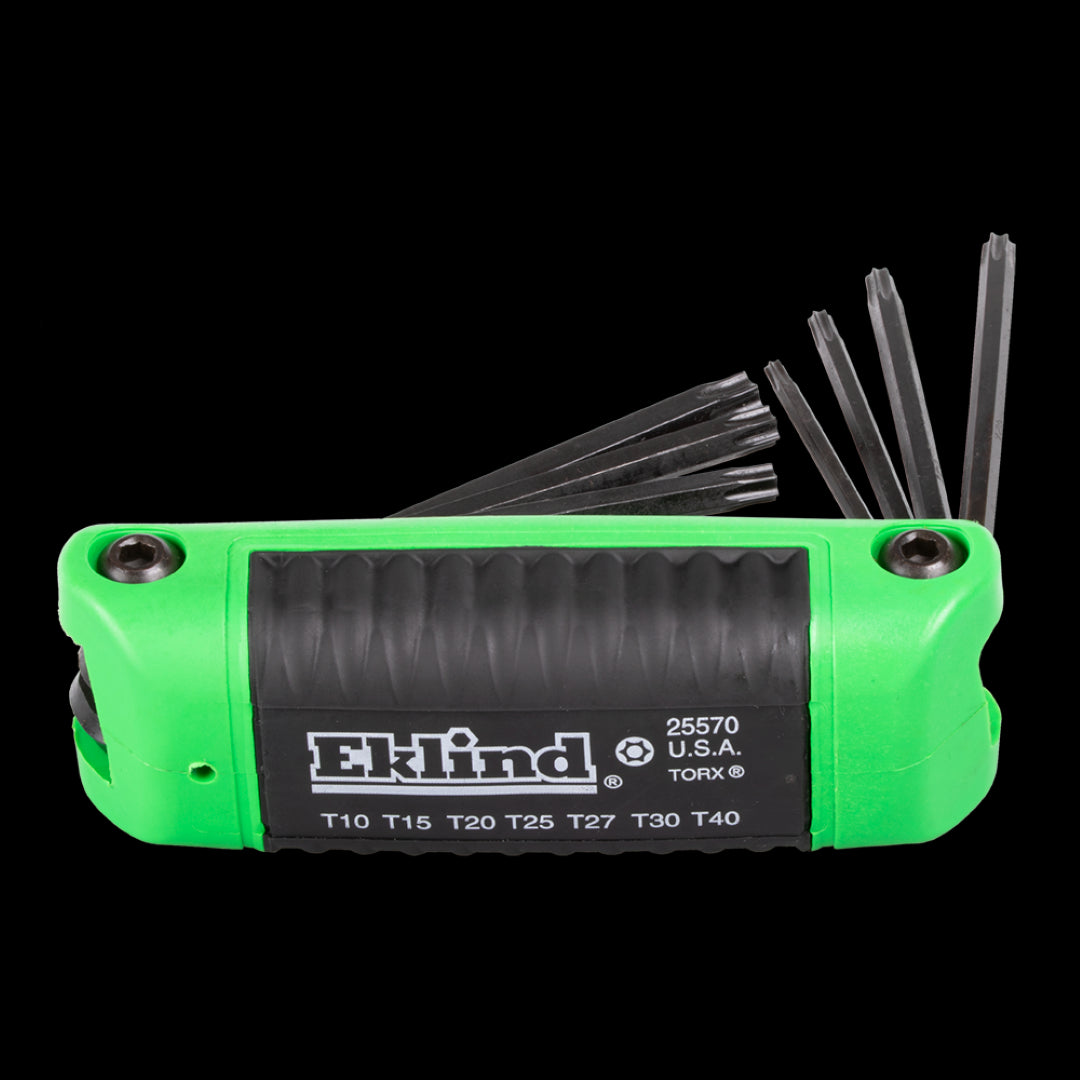 7-piece EKLIND Security Torx Key Set, expertly crafted for tamper-proof screws with a durable black finish.