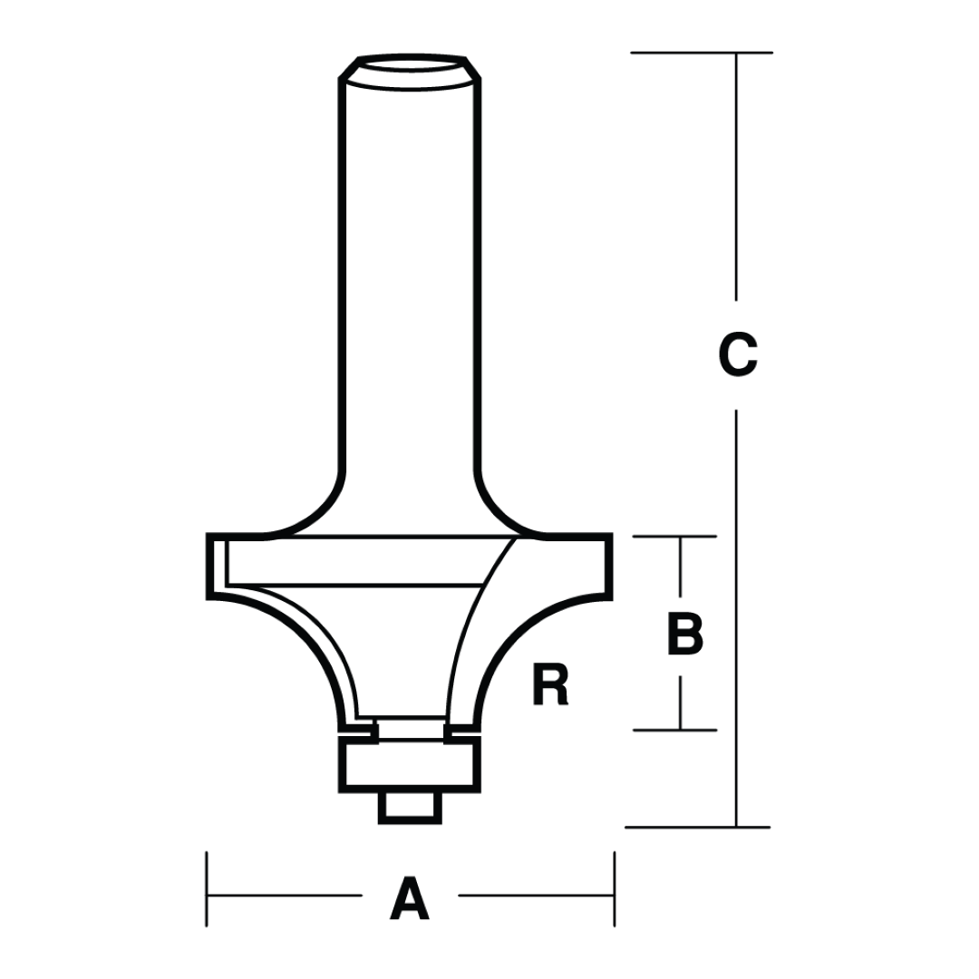 ECONOCUT Rounding Over Bit with Ball Bearing Guide - 2 Flute - Carbide Tipped (25.4mm x R6.35mm)