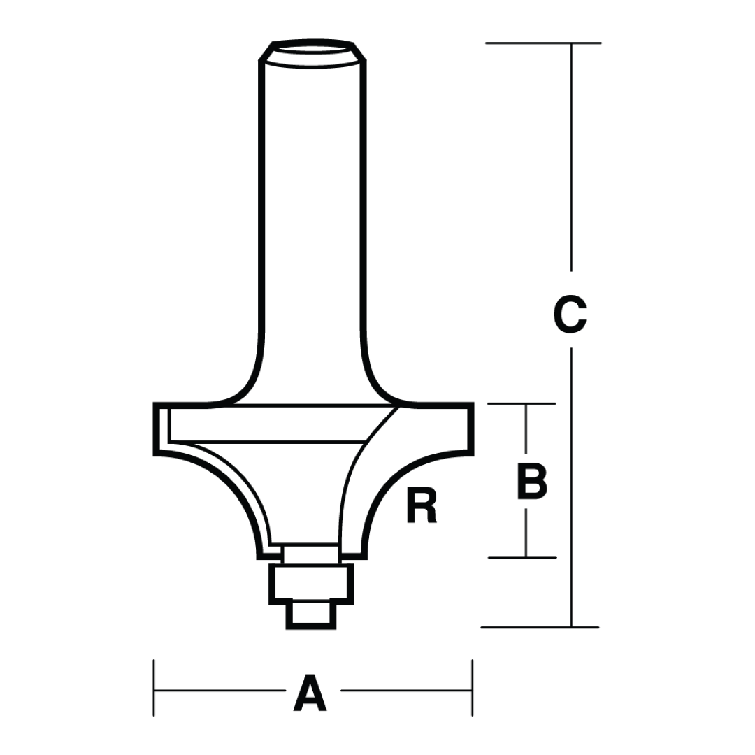 ECONOCUT Beading Bit with Ball Bearing Guide - 2 Flute - Carbide Tipped (31.8mm x R9.5mm)