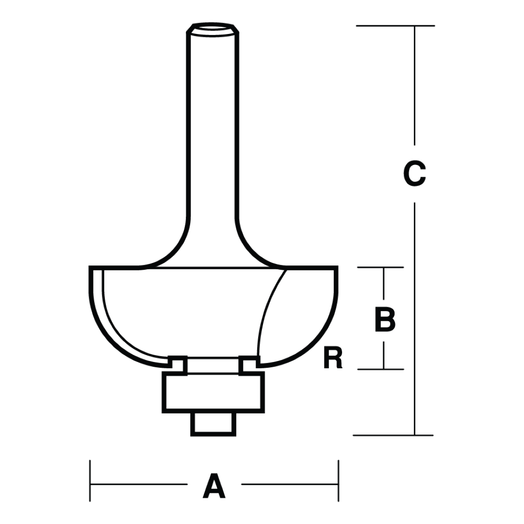 ECONOCUT Cove Bit with Ball Bearing Guide - 2 Flute - Carbide Tipped (28.5mm x R9.5mm)