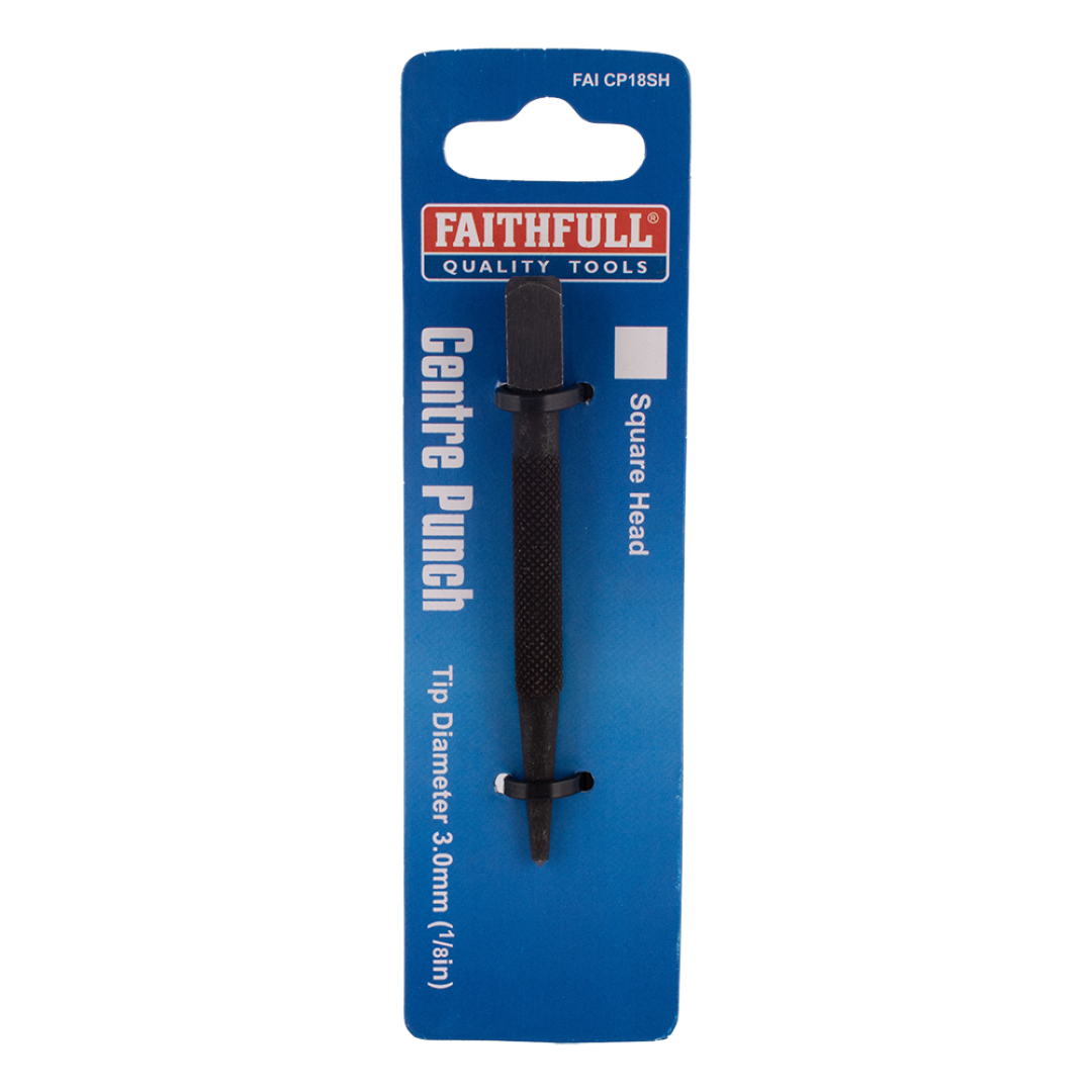 FAITHFULL Centre Punch (3mm x 100mm) for precise marking, features a square head and durable, hardened design.