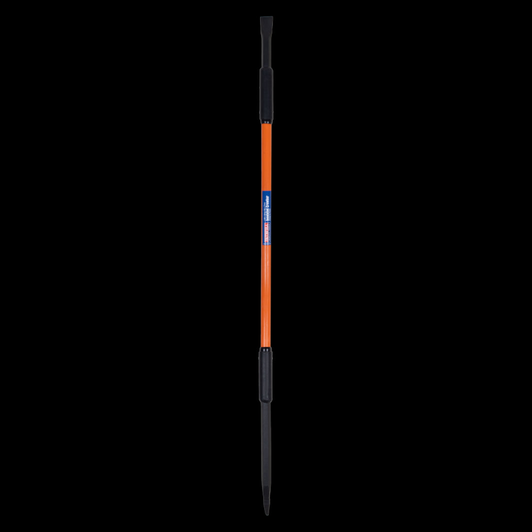 FAITHFULL 1.5m Insulated Crowbar with chisel and pointed tips, designed for safe use around live cables, rated for 10,000 volts.