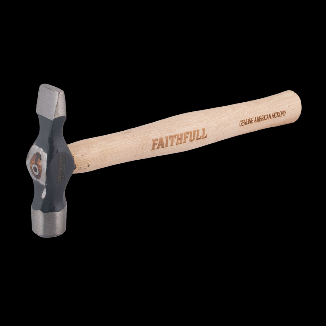 8oz Faithfull Hickory Joiners Hammer, featuring a durable head, precise balance, and a comfortable hickory handle for carpentry.