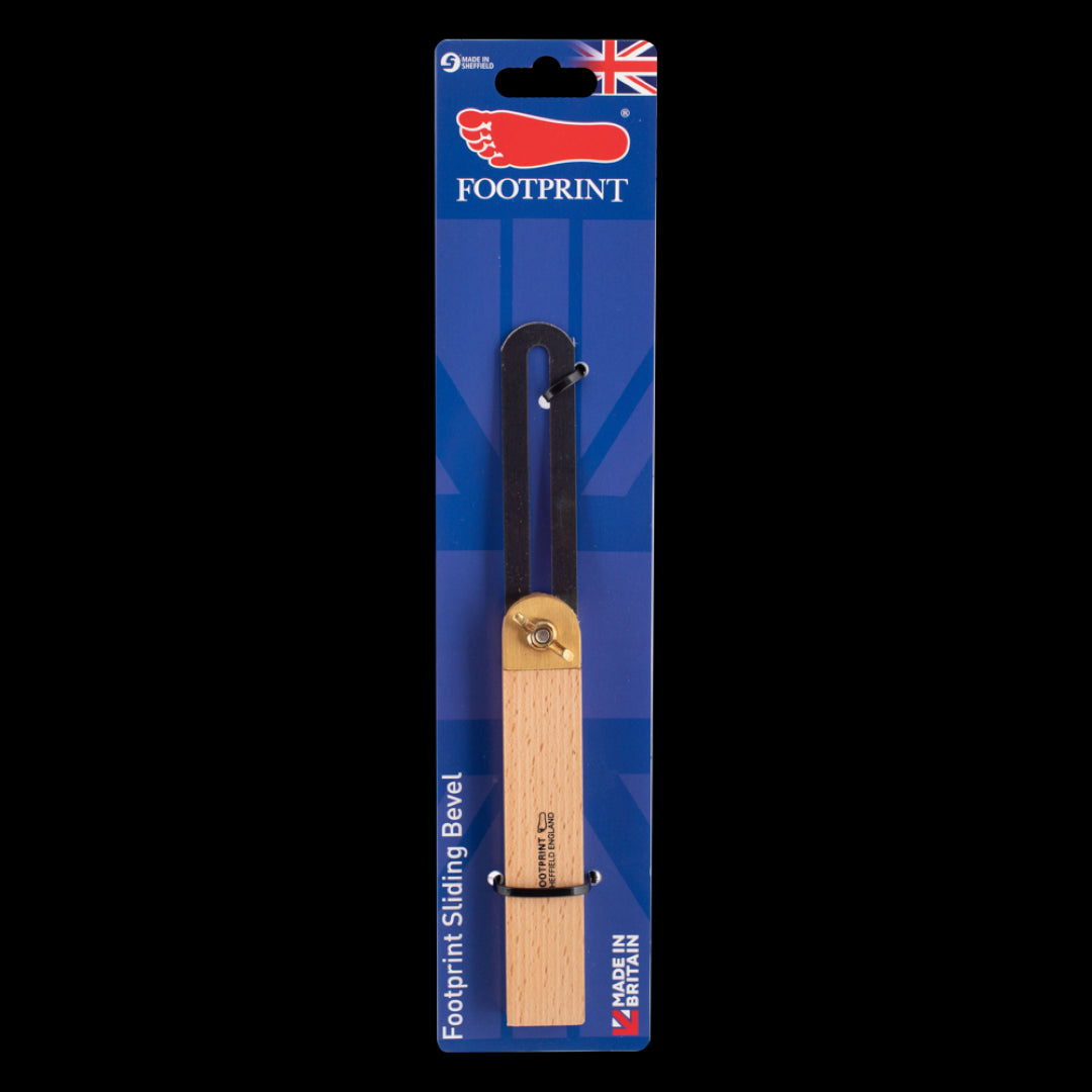 FOOTPRINT 228mm Carpenters Sliding Bevel with blued blade and brass wing nut, ideal for precise angle checking and marking.