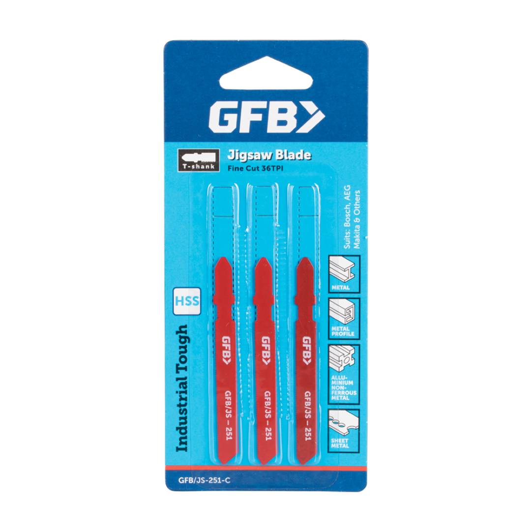 GFB 36tpi Fine Metal Large Jigsaw Blade - 3pc