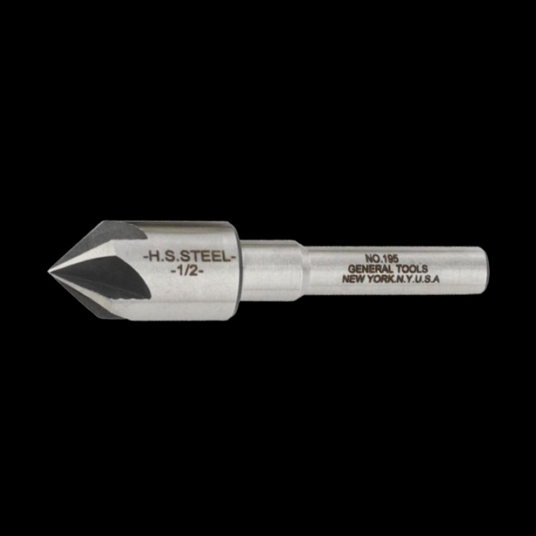 1/2-inch HSS countersink bit with 82-degree pitch for smooth finishes in metal and wood projects.