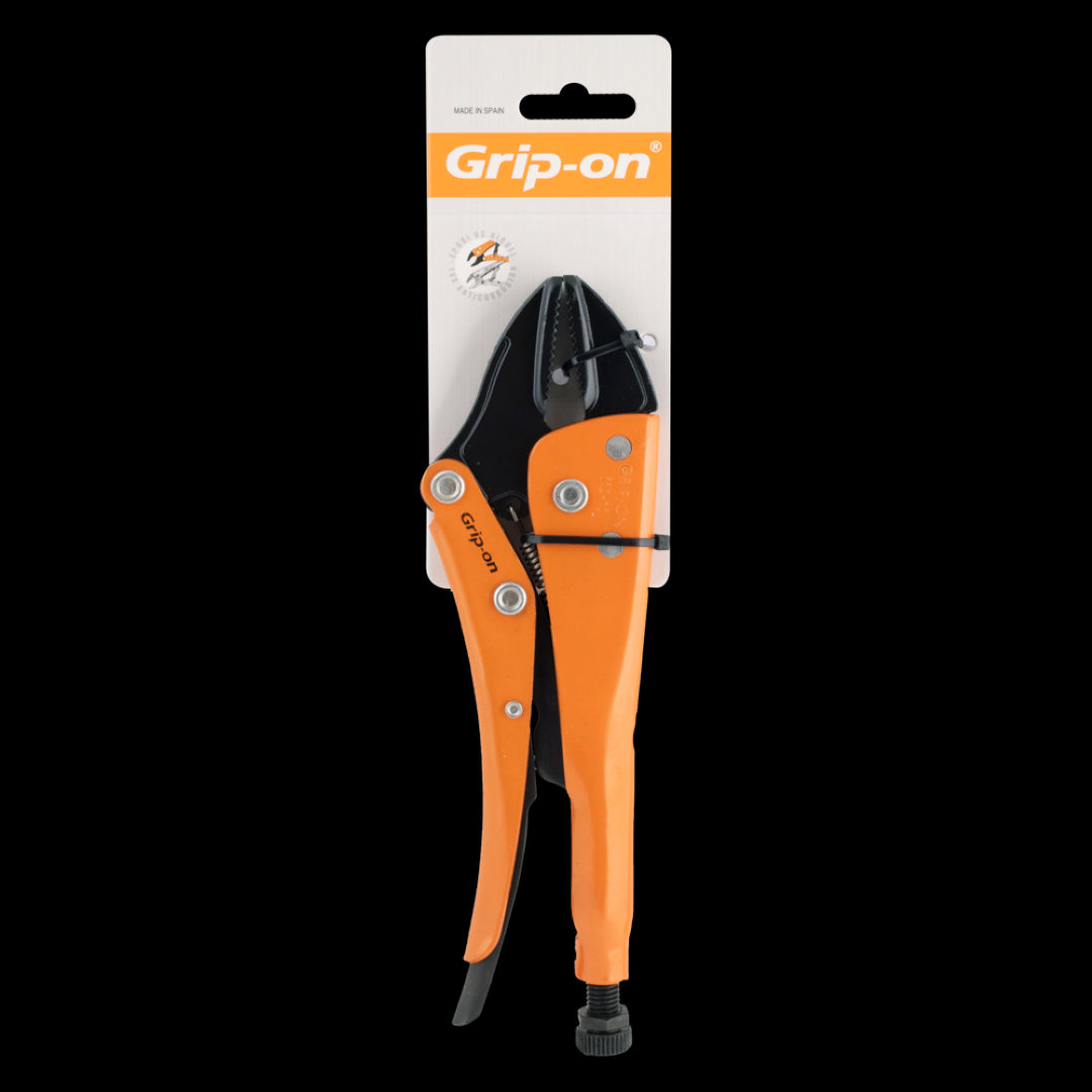 GRIP-ON 240mm Straight Jaw Locking Plier offers strong grip, ergonomic design, and corrosion resistance for heavy-duty tasks.