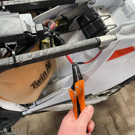 GRIP-ON 175mm Long Nose Locking Plier with long slim jaws, adjustable opening, and corrosion-resistant coating for secure gripping.