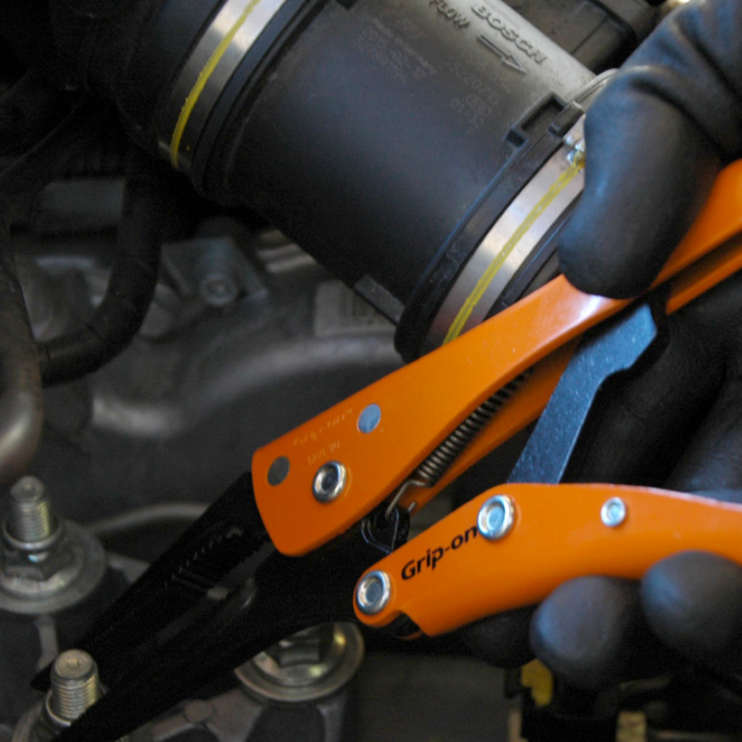 GRIP-ON 230mm Long Nose Locking Plier with slim jaws for tight spaces, ergonomic design, and superior corrosion resistance.