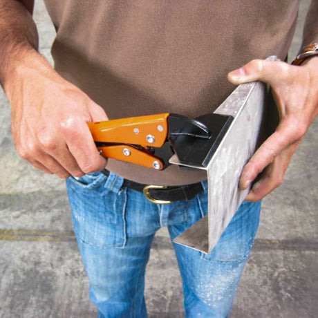 GRIP-ON 200mm Sheet Metal Clamp with wide jaws, ergonomic handle, and adjustable opening for precision metalwork.