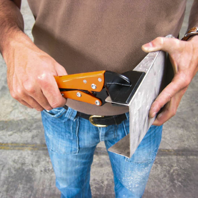 GRIP-ON 200mm Sheet Metal Clamp with wide jaws, ergonomic handle, and adjustable opening for precision metalwork.