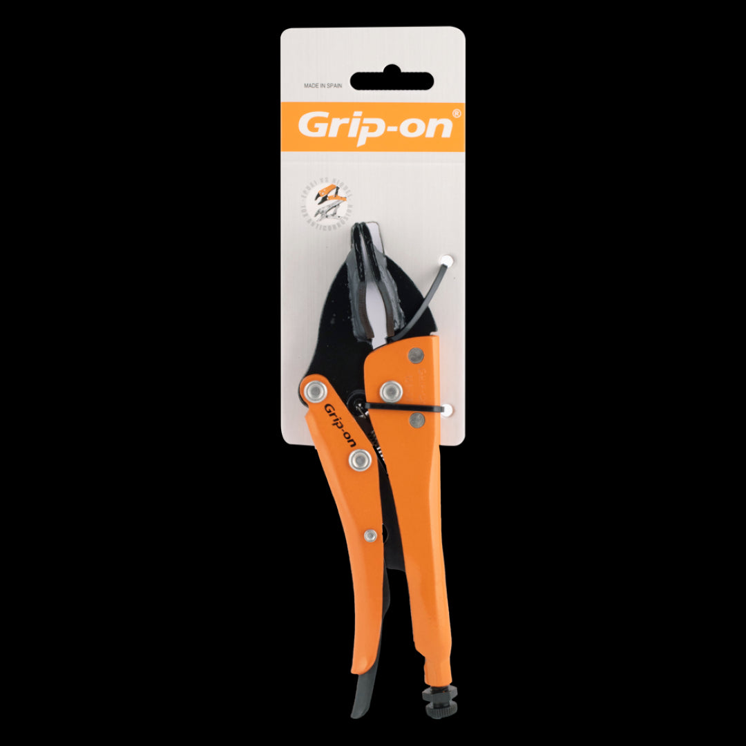 GRIP-ON 200mm Sheet Metal Clamp with wide jaws and ergonomic handle, perfect for bending and crimping metal sheets.