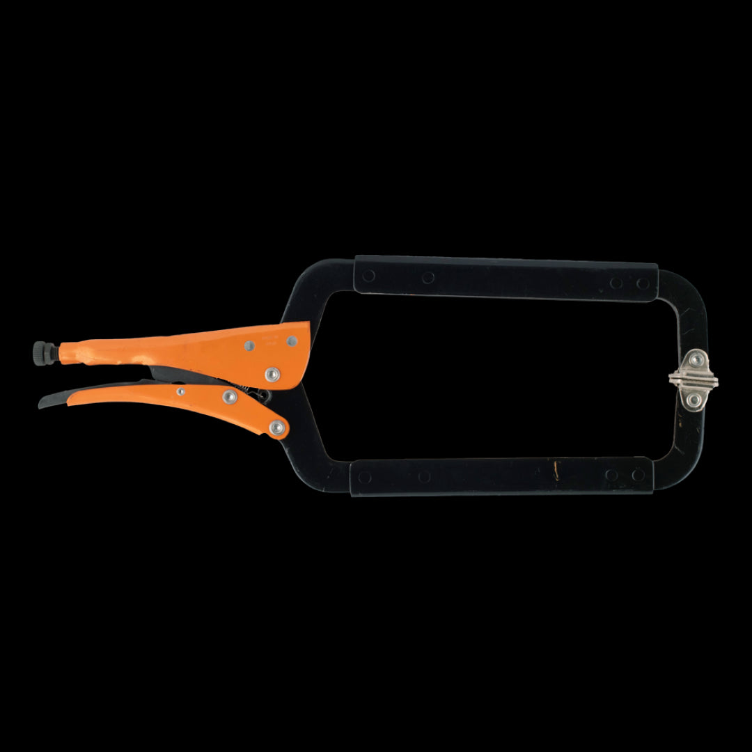 GRIP-ON 470mm C-Clamp with swivel pads for secure, damage-free clamping; ergonomic design for one-handed use.