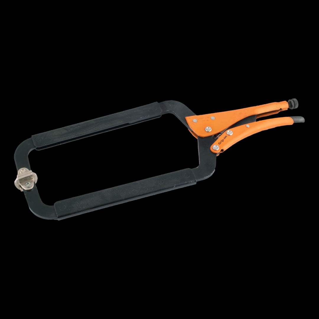 GRIP-ON 470mm C-Clamp with swivel pads, offering secure grip and one-handed operation for versatile clamping tasks.