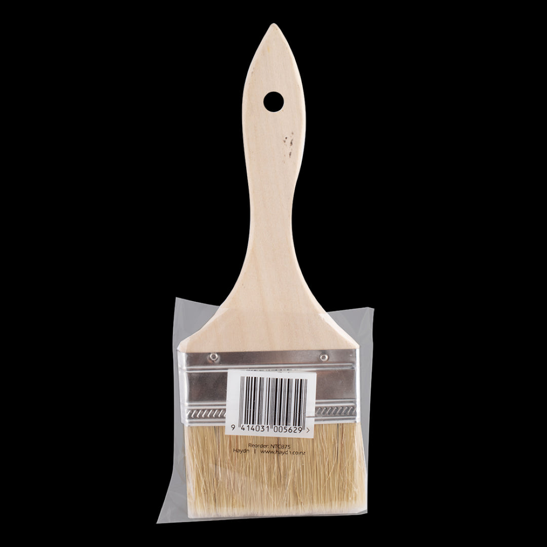 HAYDN 75mm Chip Brush with durable bristles, ergonomic handle, and stainless steel ferrule for precise applications.