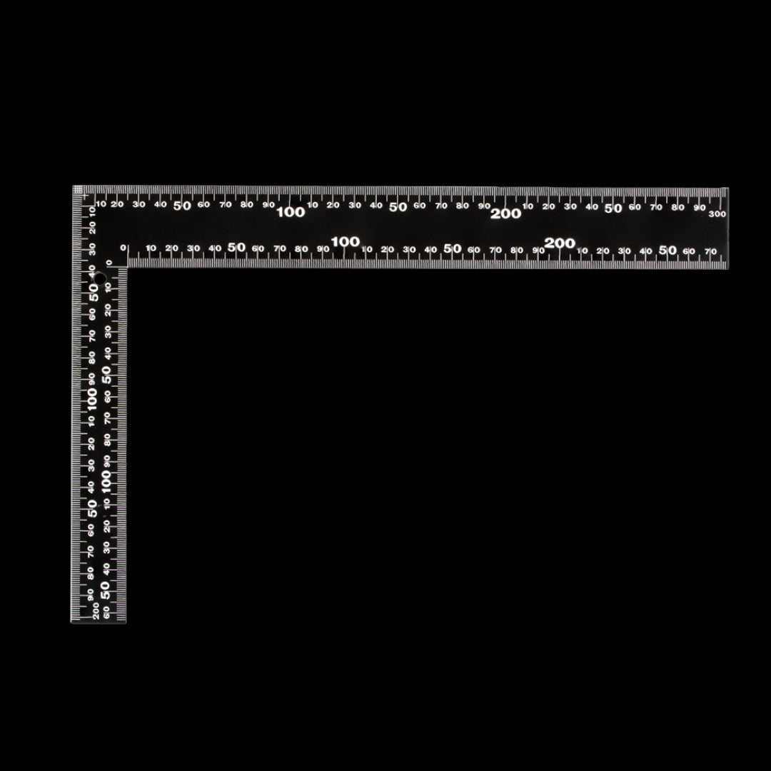 STANWAY Mini Rafter Square, 300mm x 200mm, with laser-etched markings for precise metric and imperial measurements.