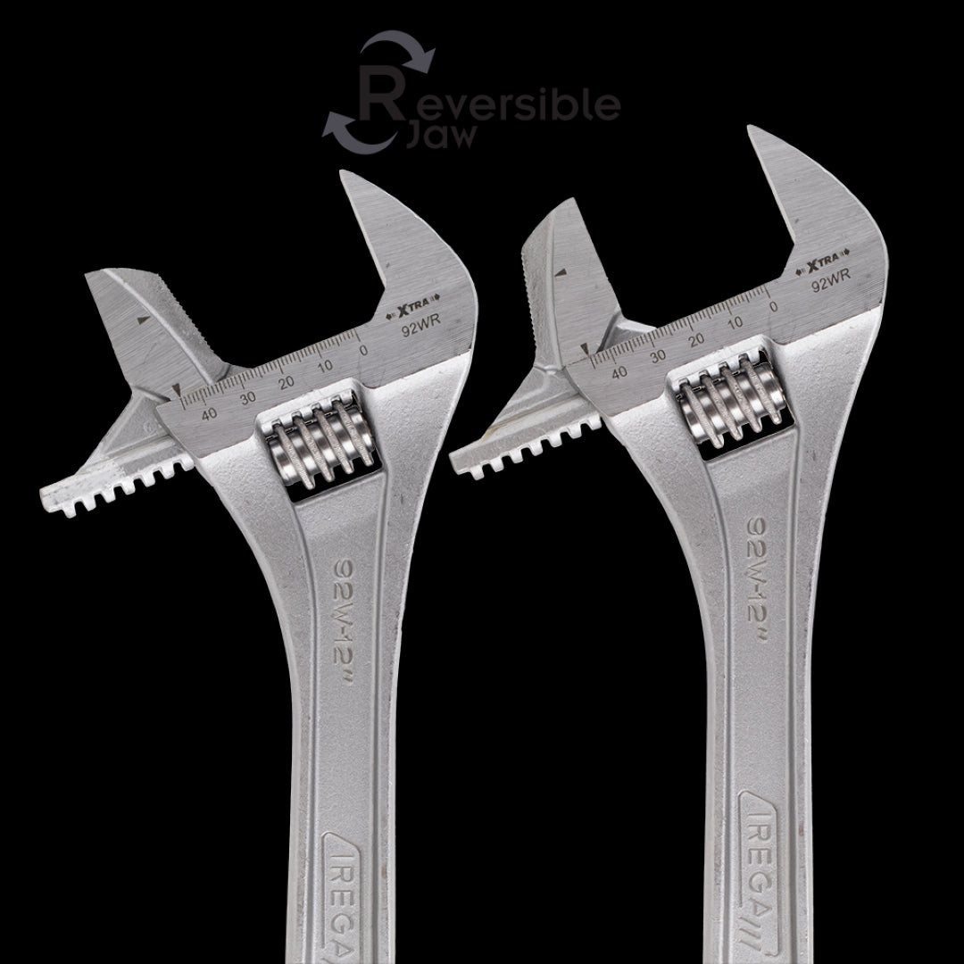 IREGA Reversible Jaw Adjustable Wrench, 300mm x 45mm, durable Chrome Vanadium Steel, ideal for mechanics and DIY projects.