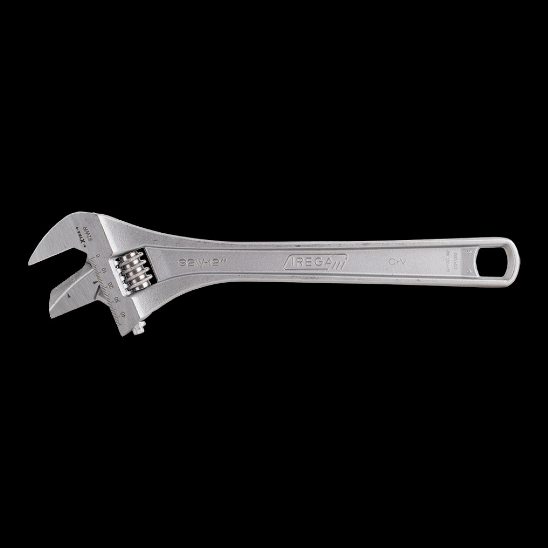 IREGA reversible jaw adjustable wrench, 300mm, made of Chrome Vanadium Steel, designed for mechanics and DIY tasks.