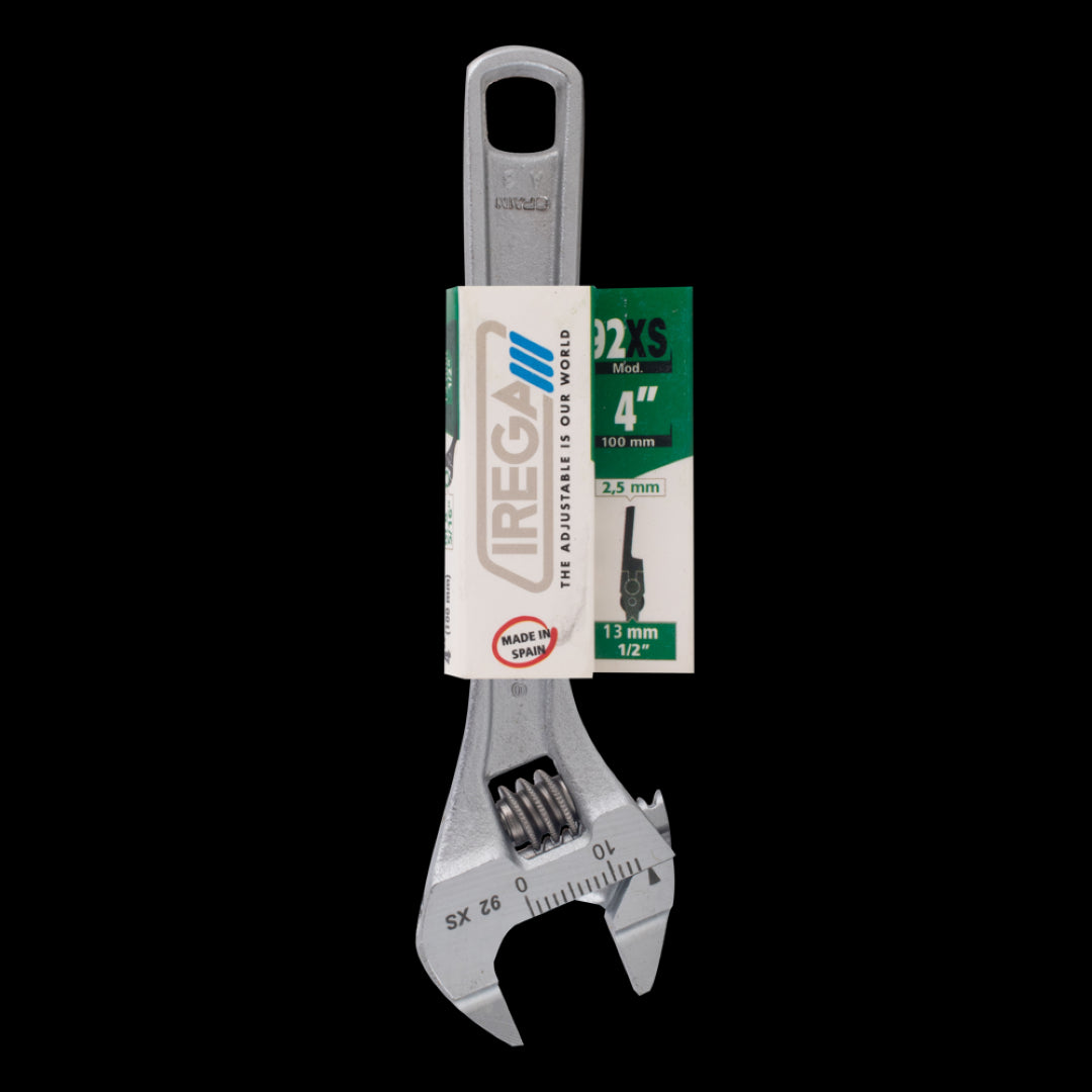 IREGA Xtra Slim Jaw Adjustable Wrench, 45% slimmer design for precision in tight spaces, made of durable Chrome Vanadium Steel.