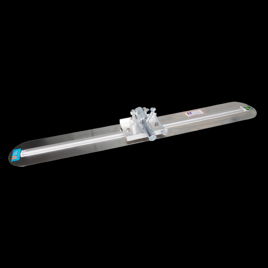 STANWAY Stainless Steel Fresno Trowel with round-end blade for flawless concrete finishes and adjustable tilt for precision.