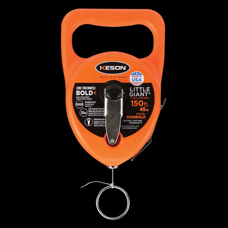 KESON 45m Bold String Chalk Line Reel with durable ABS housing and braided cotton string for precise measurements.