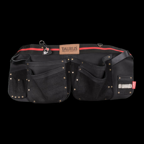 Premium full grain leather split apron with adjustable straps and spacious pockets for efficient tool storage.