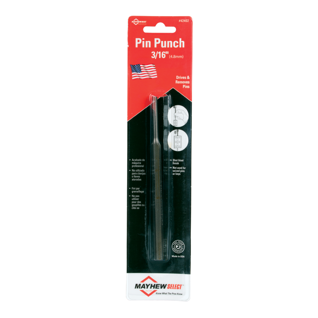 MAYHEW Pin Punch 150mm x 3/16” for precision pin driving and hole alignment, ideal for pros and DIYers.