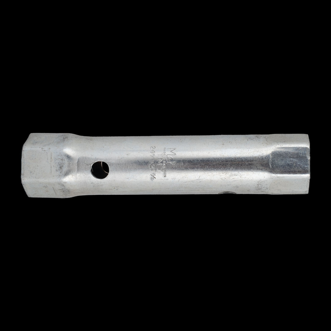 MELCO ISO Double Ended Tube Spanner, 24mm x 27mm, dual hex profiles for tight spaces and enhanced torque.