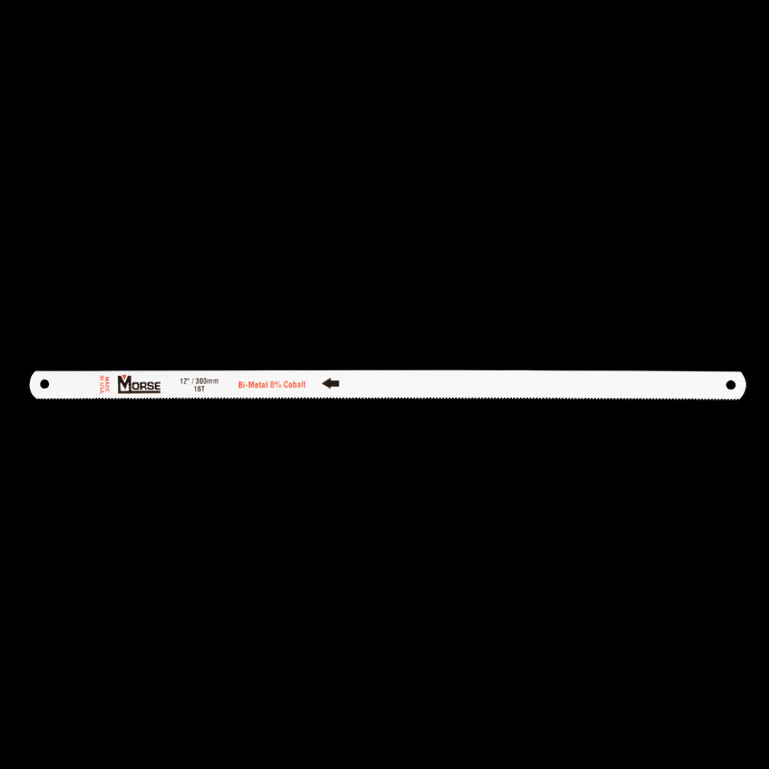 MORSE 18tpi Bi-Metal Hacksaw Blade for smooth, efficient cutting of metal, wood, and plastic; durable and reliable design.