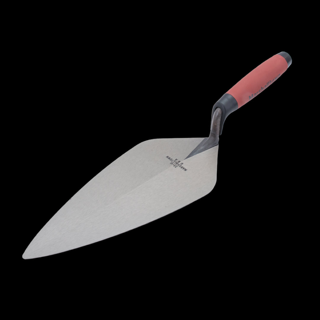 MARSHALLTOWN 275mm Fingerguard Brick Trowel with stainless steel blade for precise mortar applications and enhanced comfort.