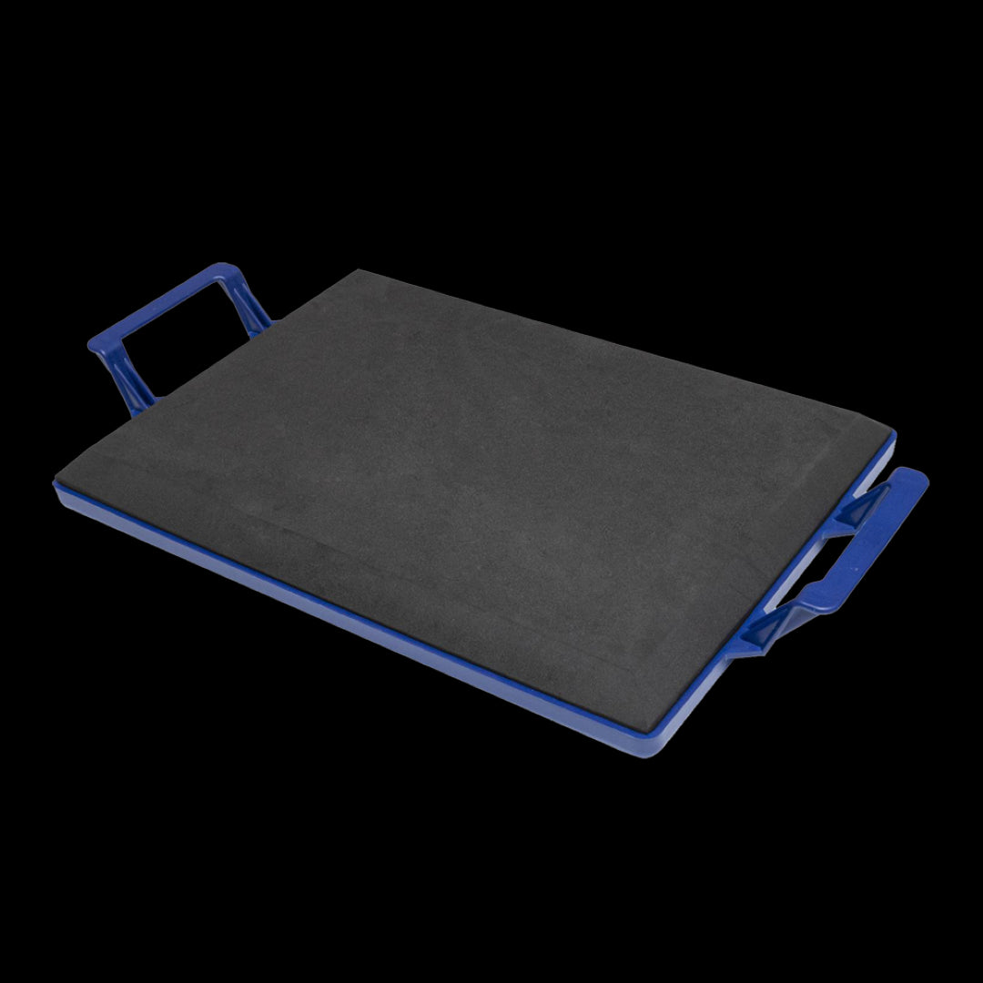 MARSHALLTOWN Kneeler Board featuring a cushioned foam pad and large handles for comfort and stability during kneeling tasks.
