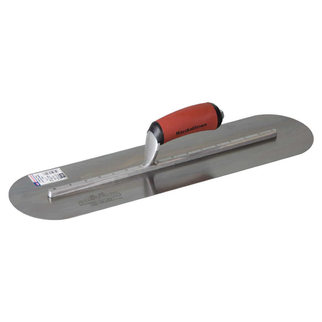 MARSHALLTOWN Round Ends Trowel, 500mm x 125mm, with rounded edges for smooth finishes in masonry and plastering projects.