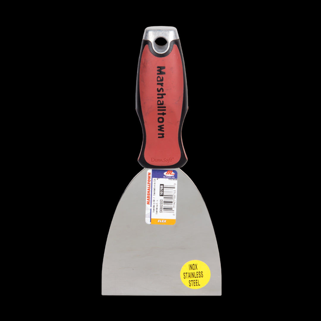 MARSHALLTOWN 102mm Flex Scraper with ergonomic handle for precise scraping and surface finishing, ideal for professionals and DIYers.