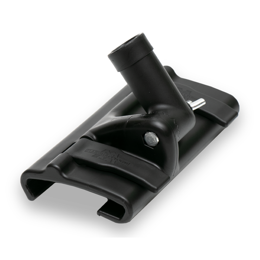 MARSHALLTOWN Proskim Skimming Spatula Bracket for drywall finishing, featuring adjustable angles and quick-clamp mechanism.