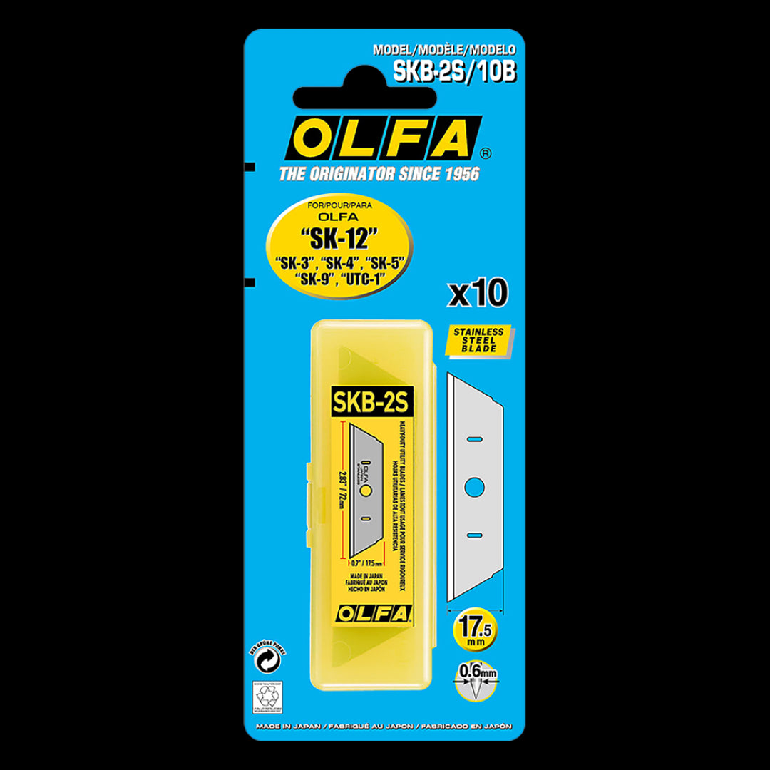 OLFA 10-pack stainless steel safety knife blades, precision-engineered for safe cutting of various materials.