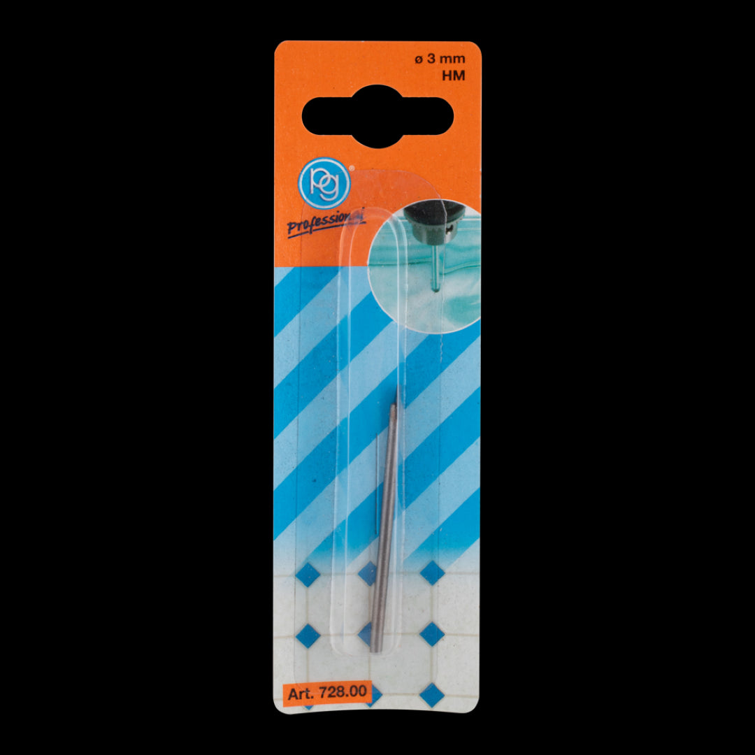 PG PROFESSIONAL 3mm Tile & Glass Drill Bit designed for precise drilling in glass, ceramics, and porcelain with carbide tips.