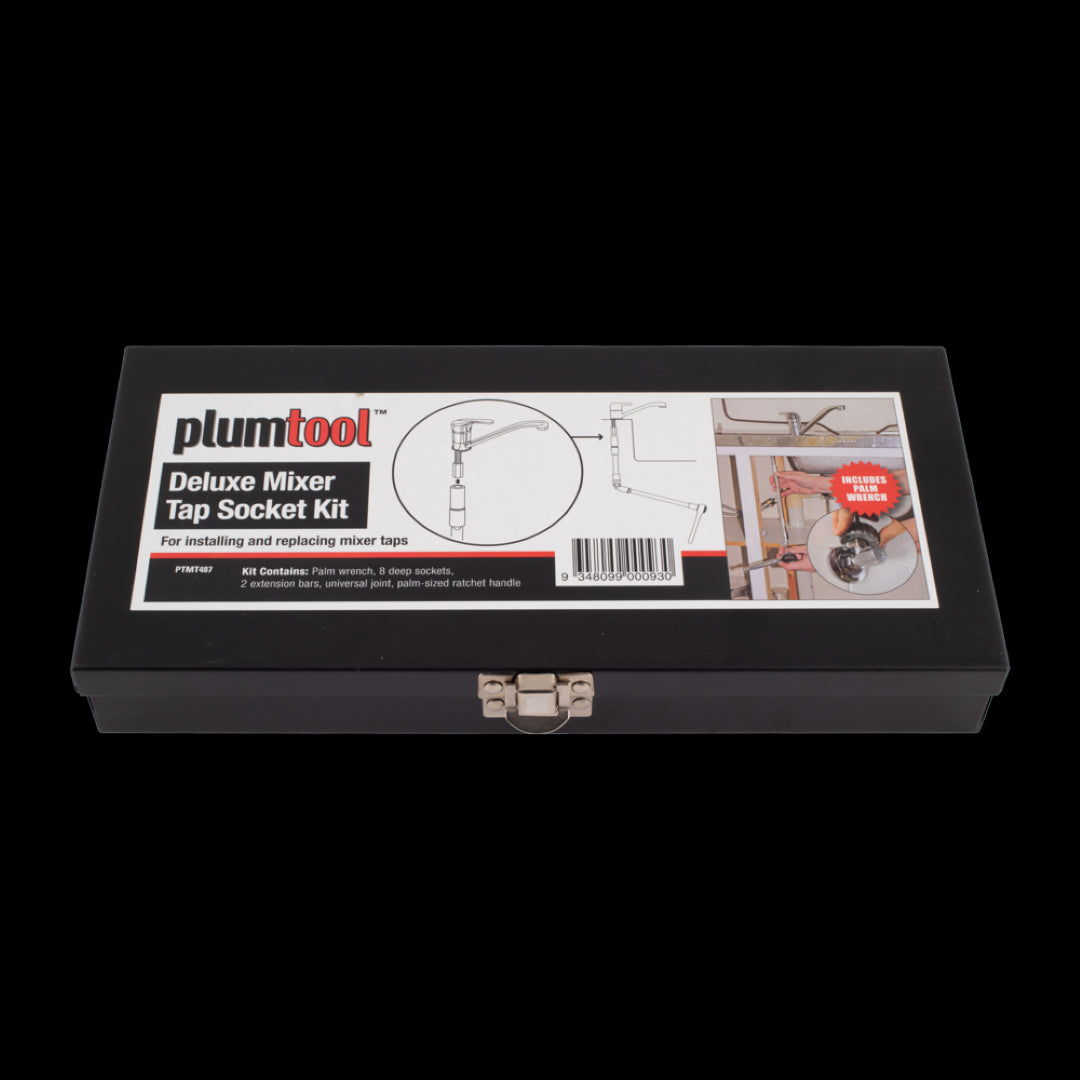 PLUMTOOL Mixer Tap Socket Set: 13-piece chrome vanadium toolkit for efficient installations and replacements of mixer taps.