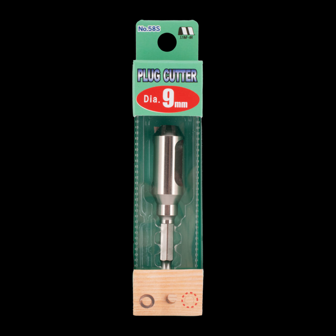 STAR-M 9mm Plug Cutter in High Carbon Steel, designed for creating snug wooden plugs to conceal screws in woodworking projects.