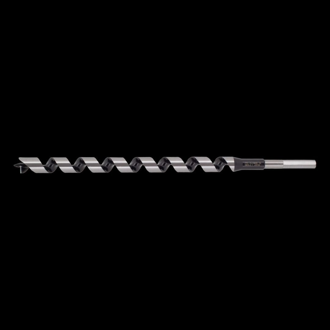 STAR-M Long Power Auger Bit (21mm x 400mm) for deep, precise wood drilling; features burr-free lead screw and high carbon steel construction.