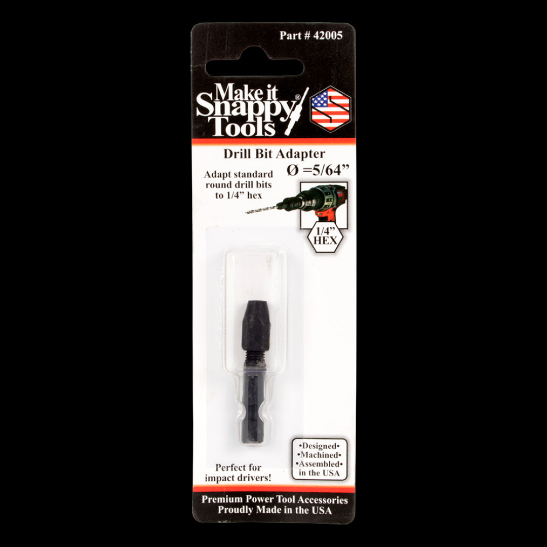 SNAPPY 5/64" Drill Adaptor for quick bit changes and compatibility with wood, metal, and plastic materials.