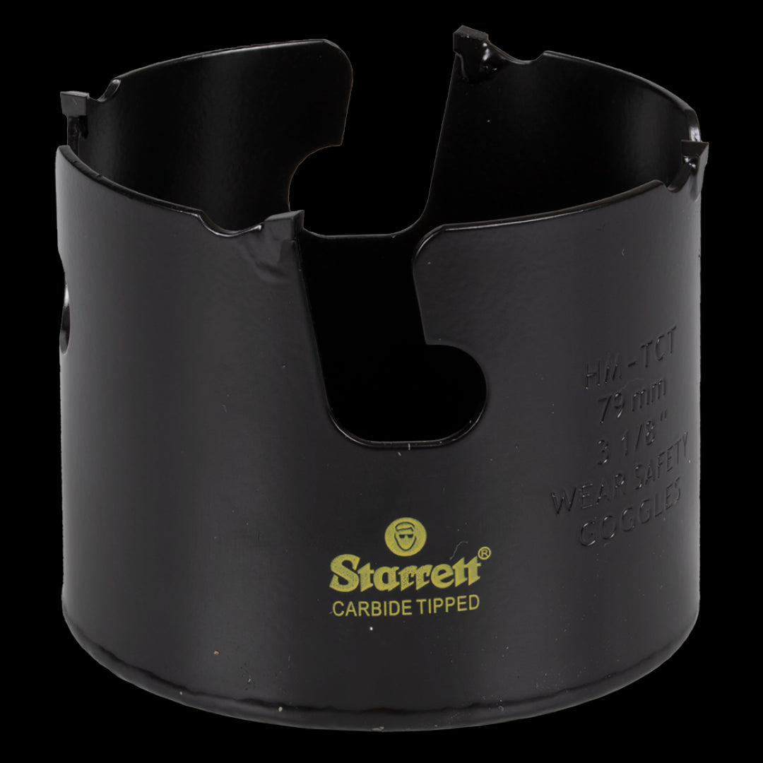 STARRETT 79mm Fastcut TCT Holesaw designed for precise cutting in wood, MDF, plastics, and ceramic tiles.
