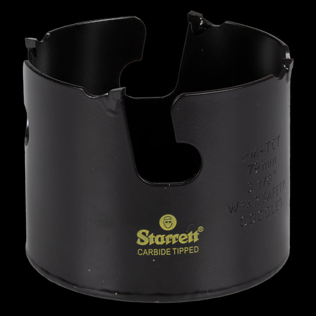 STARRETT 79mm Fastcut TCT Holesaw designed for precise cutting in wood, MDF, plastics, and ceramic tiles.
