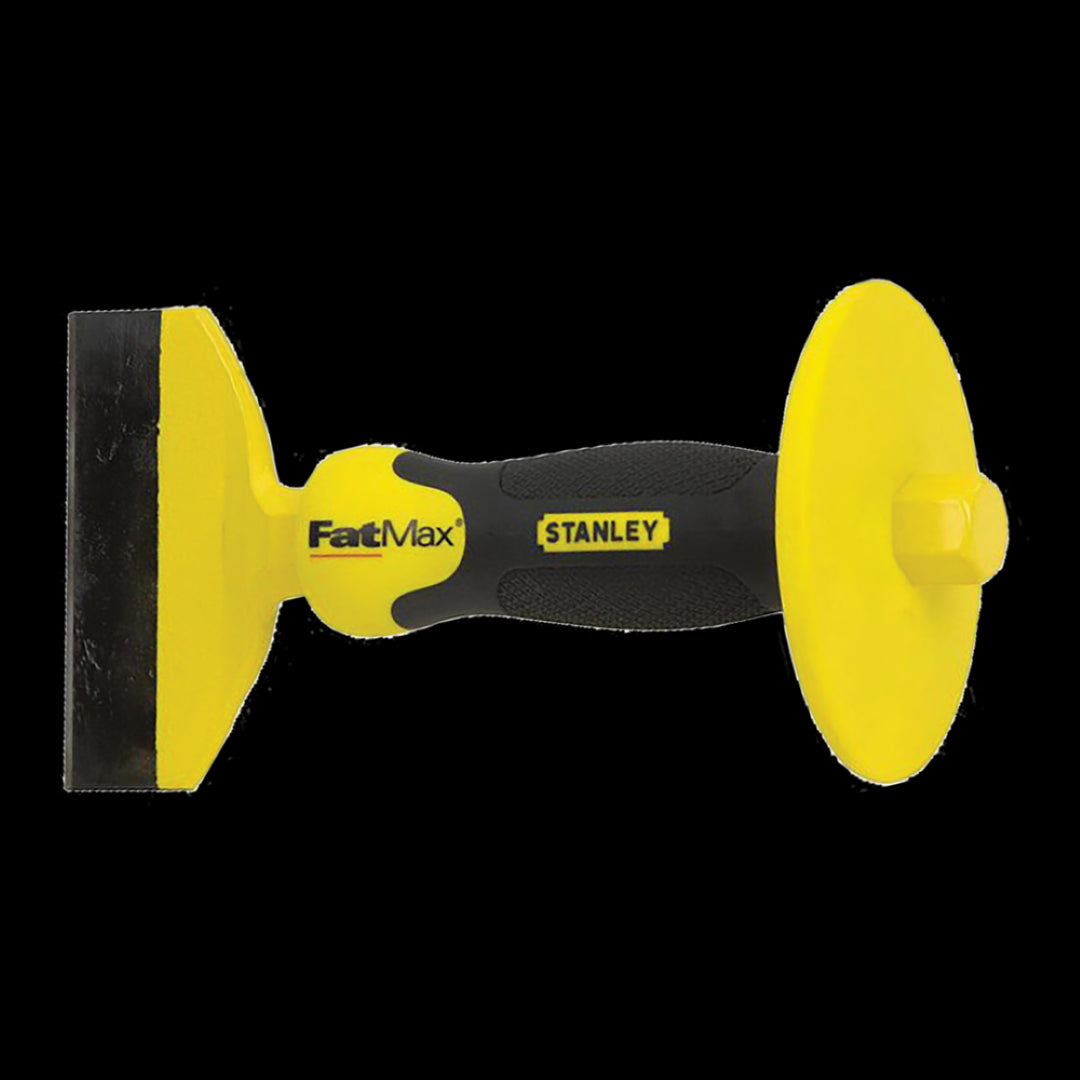 STANLEY 100mm Fatmax Brick Bolster Chisel for precise brickwork, featuring a durable high-carbon steel blade and ergonomic grip.